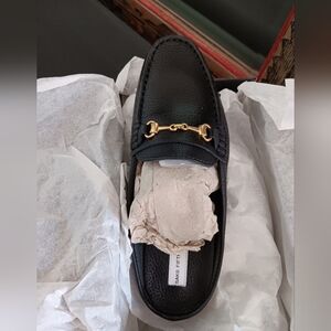 Black Leather Backless Loafer